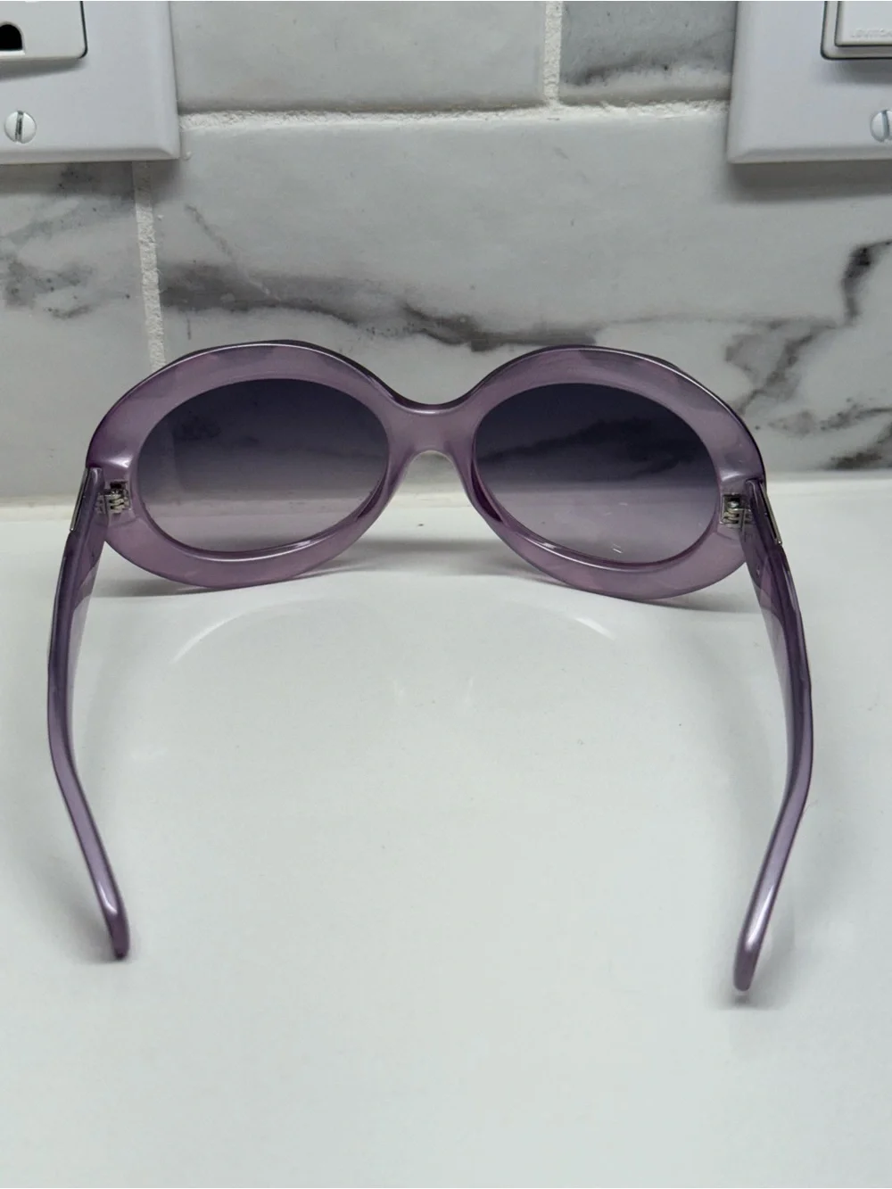 Vintage Fendi Oversized Round Sunglasses - Translucent Purple w/ Crystal Zucca L